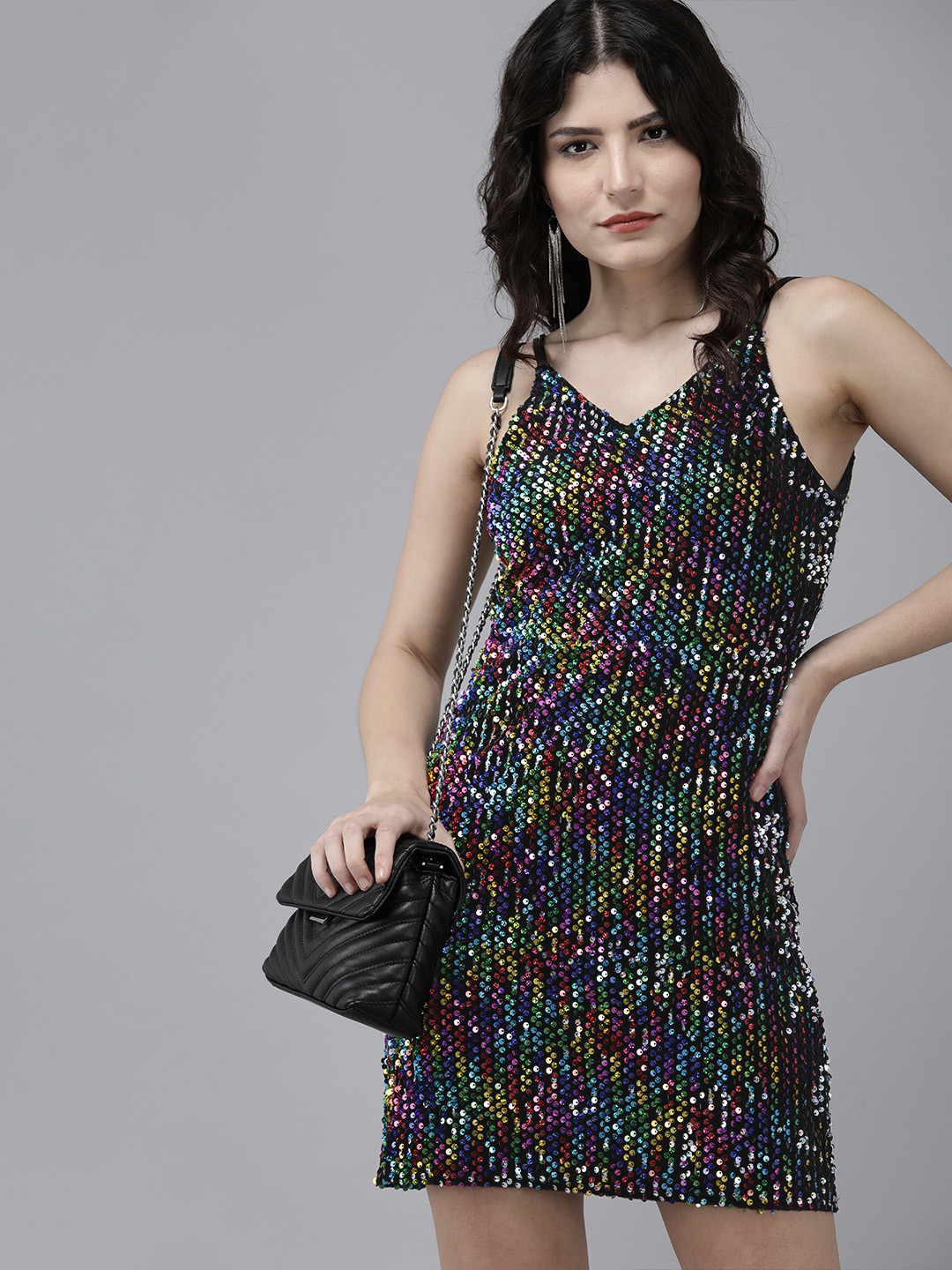 

KASSUALLY Multicoloured Sequined Sheath Dress, Multi