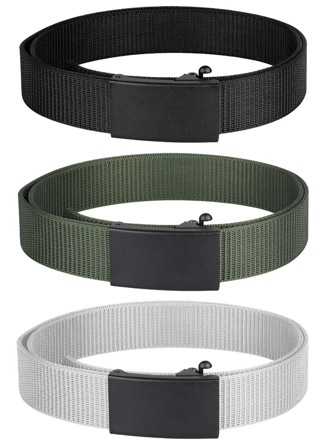 

Kastner Men Set of 3 Canvas Belts, Green