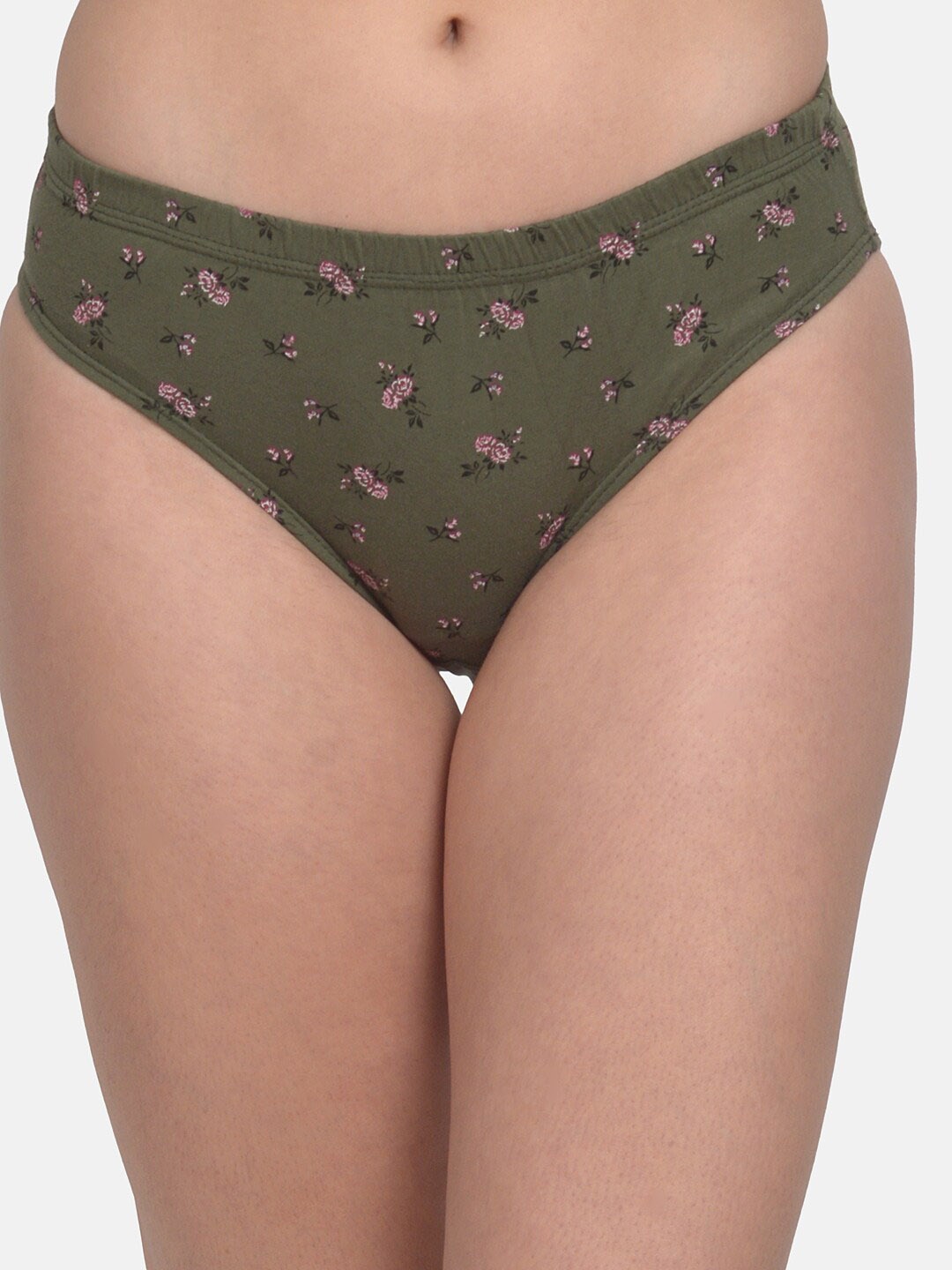 

mod & shy Women Olive-Green & Pink Printed Basic Briefs MU180