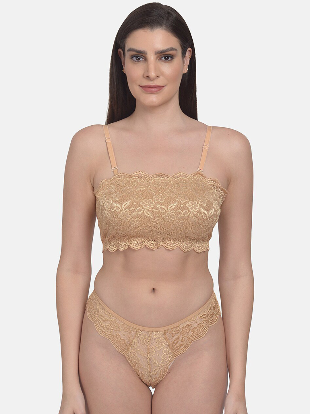 

mod & shy Women Beige Self-Design Lingerie Set - MS361
