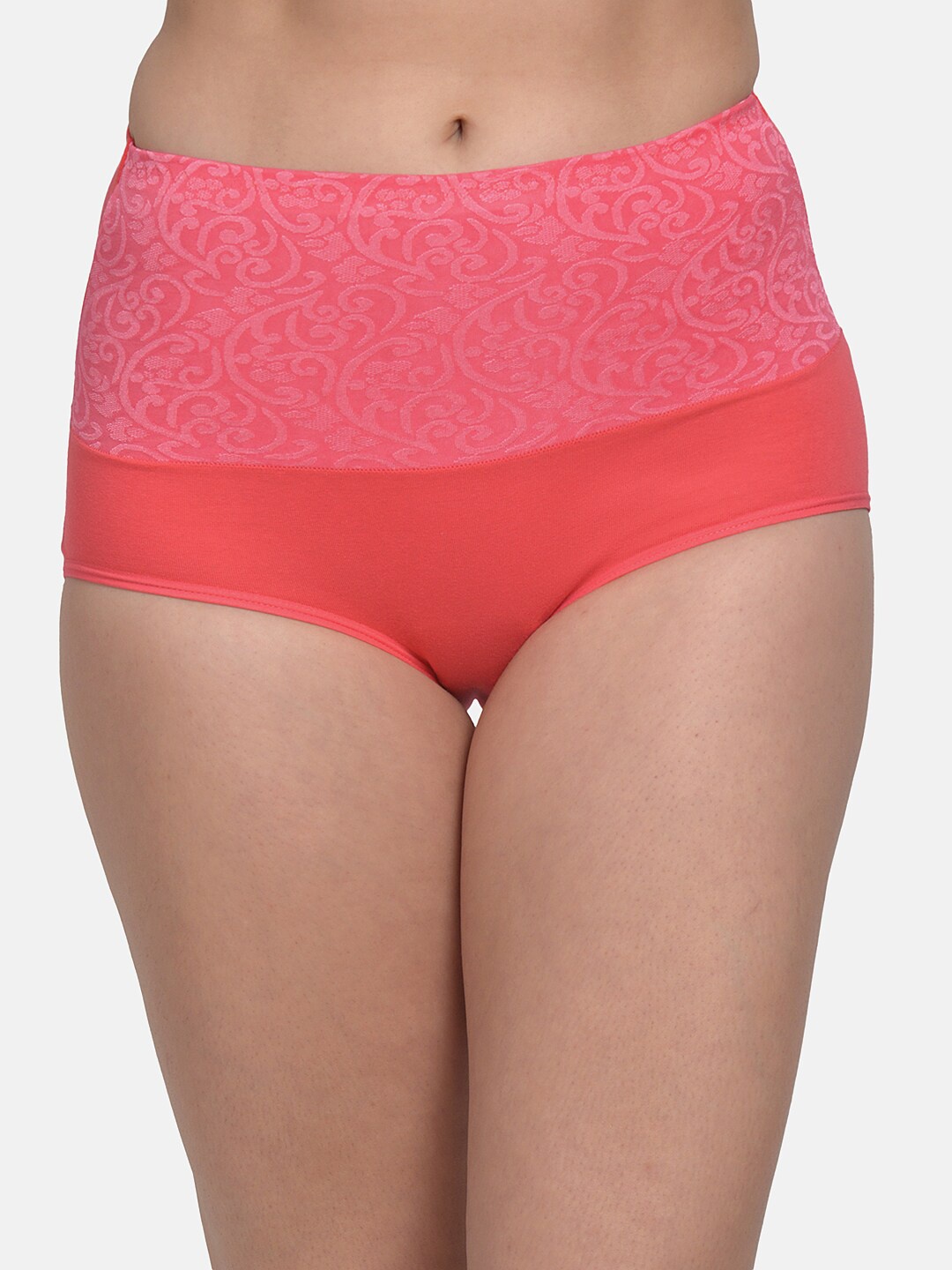

mod & shy Women Coral-Colored Printed Tummy Shapewear MSW17