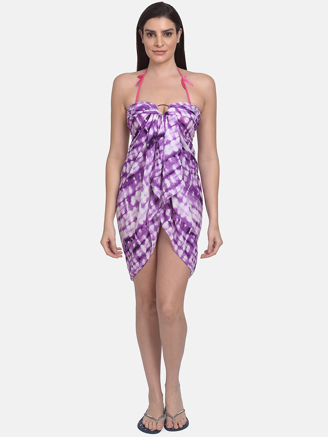 

mod & shy Purple & White Tie & Die Printed Wrap-Around Sarong