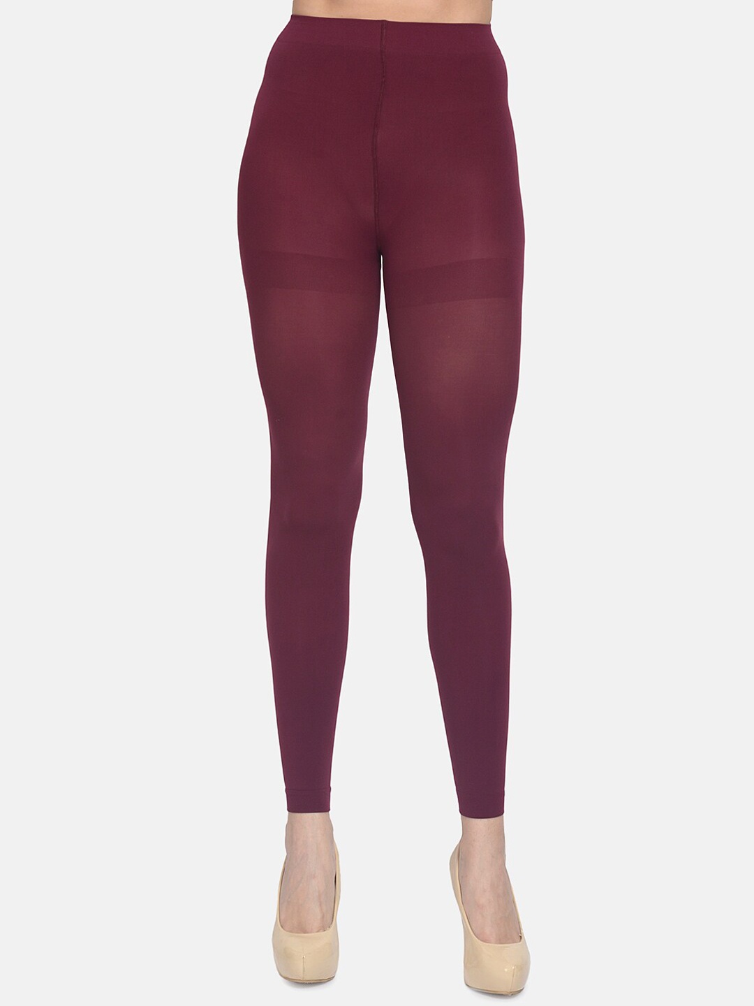 

mod & shy Women Burgundy Solid Pantyhose Stockings