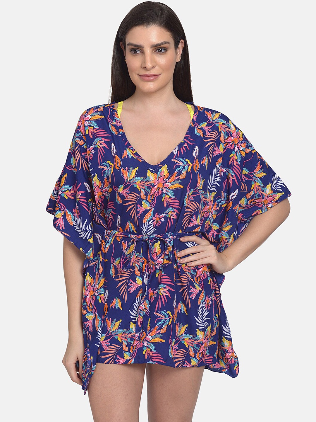 

mod & shy Women Blue & Yellow Printed Beach Kaftan Dress