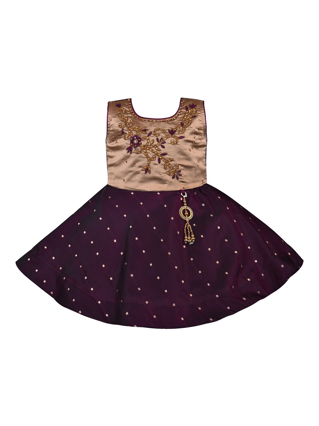 

Wish Karo Purple Embellished Satin Dress