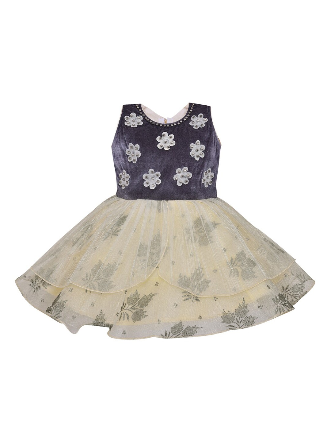 

Wish Karo Girls Cream-Coloured Floral Net Dress
