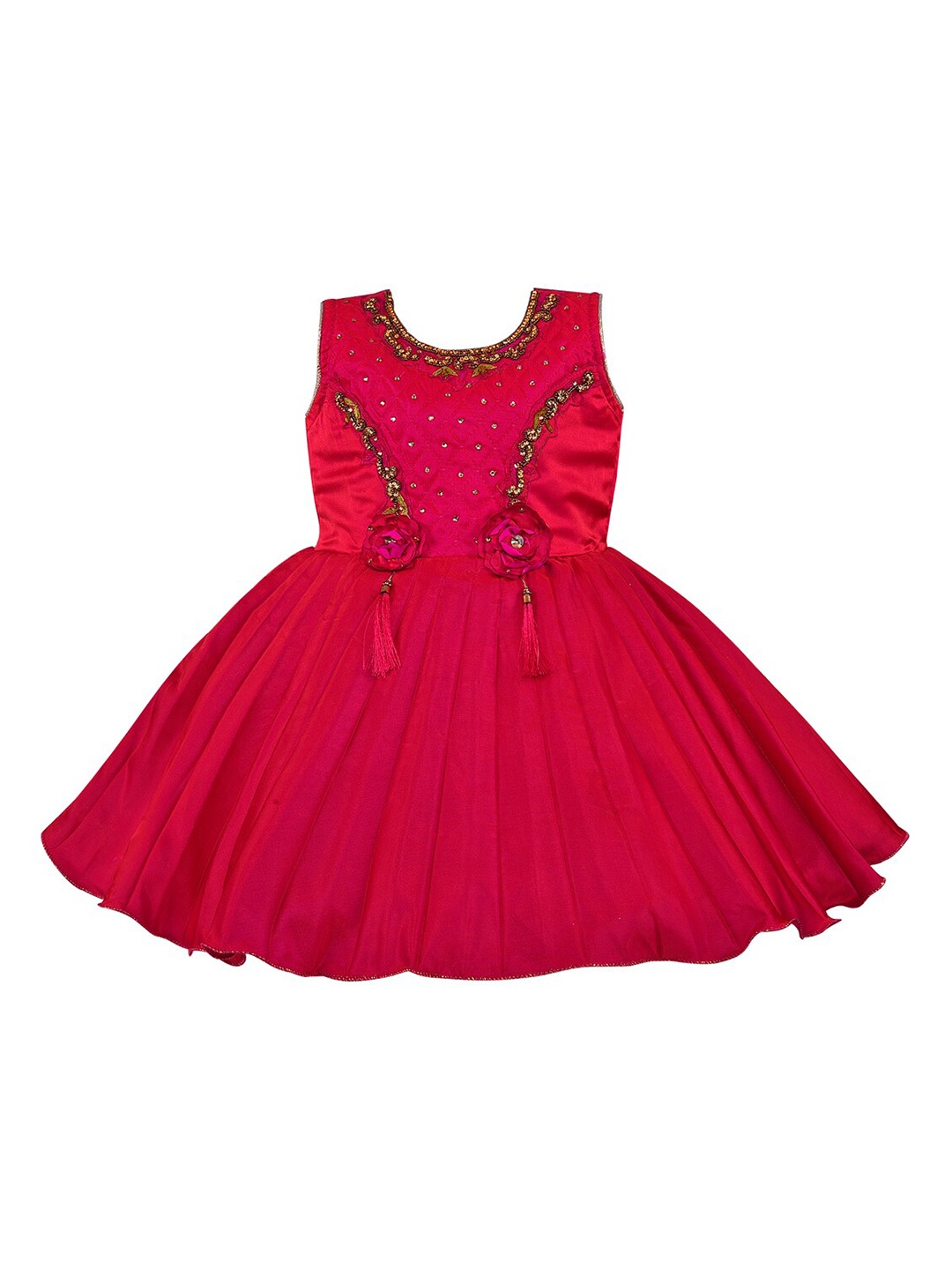 

Wish Karo Girls Red Embellished Satin Dress