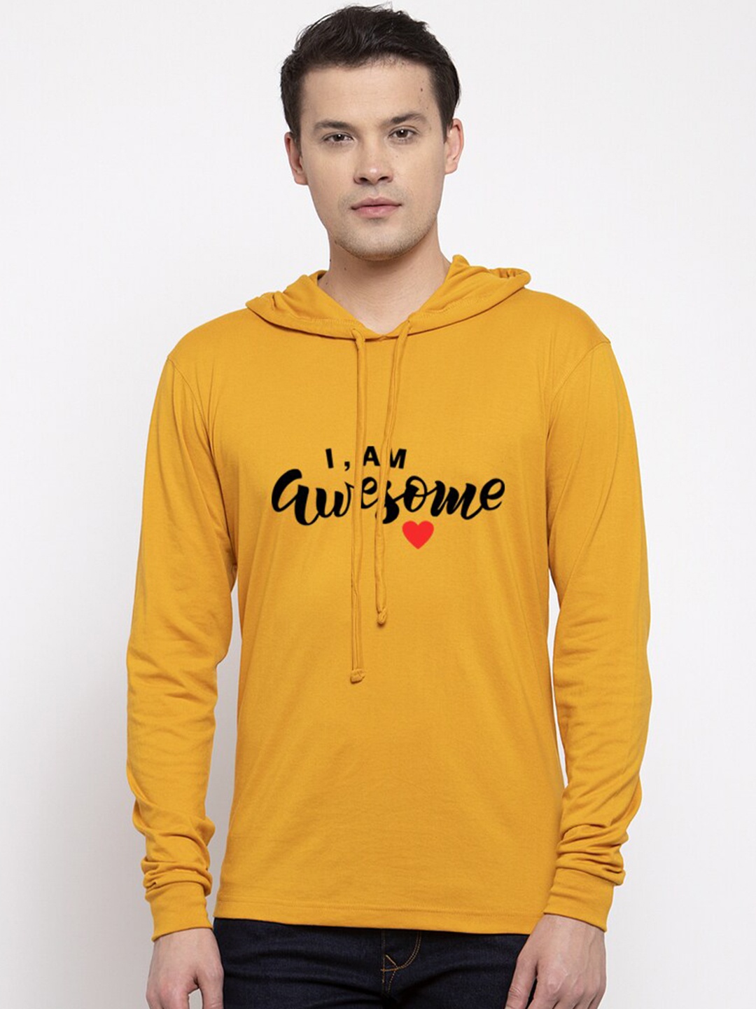 

Friskers Men Gold-Toned Typography Printed Cotton T-shirt