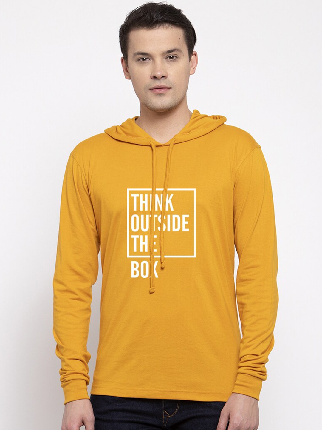 

Friskers Men Gold-Toned & Whit Typography Printed T-shirt