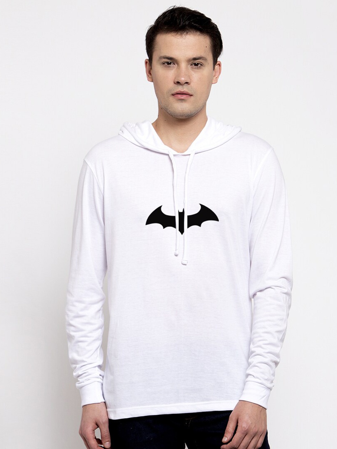 

Friskers Men White Printed Hooded Cotton T-shirt