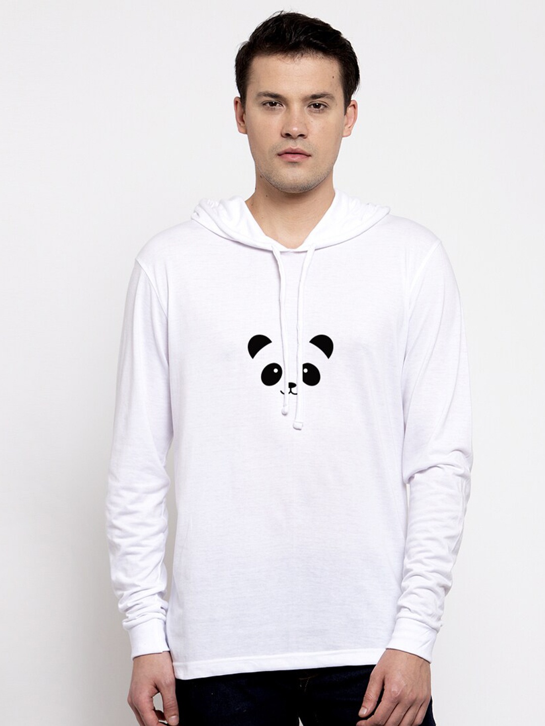 

Friskers Men White Printed Cotton Hooded T-shirt