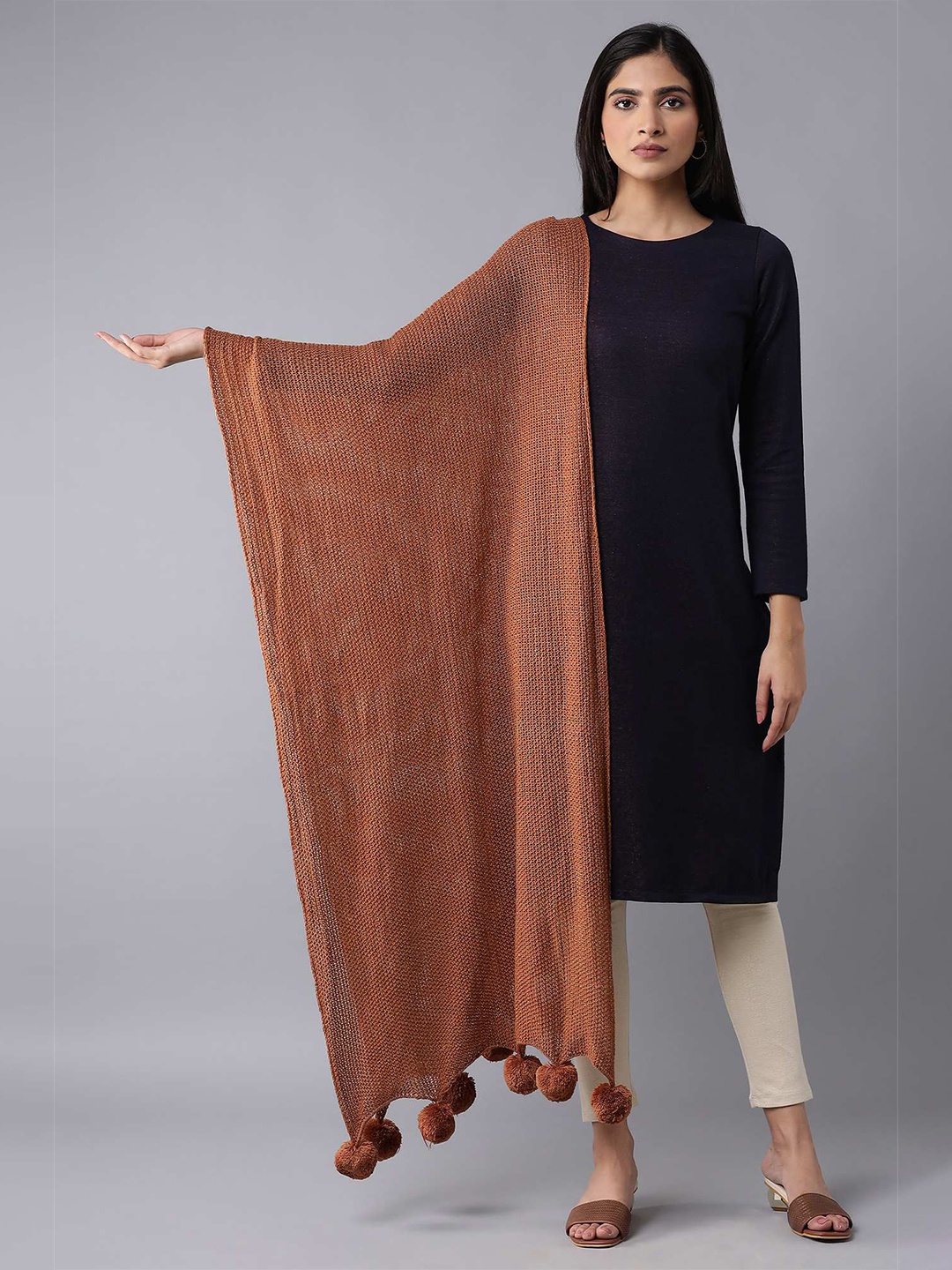 

W Women Brown Knitted Stole