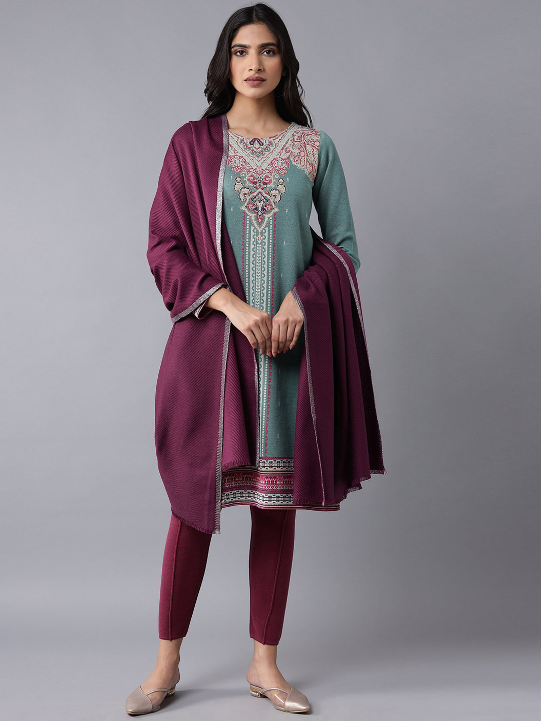 

W Women Purple Solid Shawl