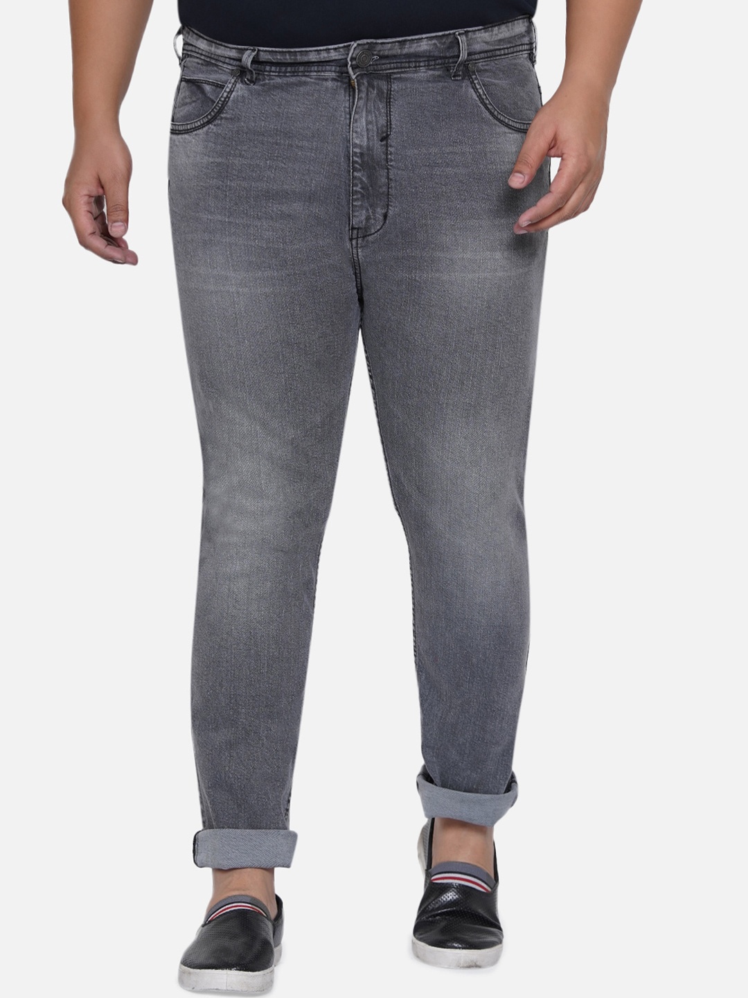 

John Pride Plus Size Men Heavy Fade Stretchable Jeans, Grey