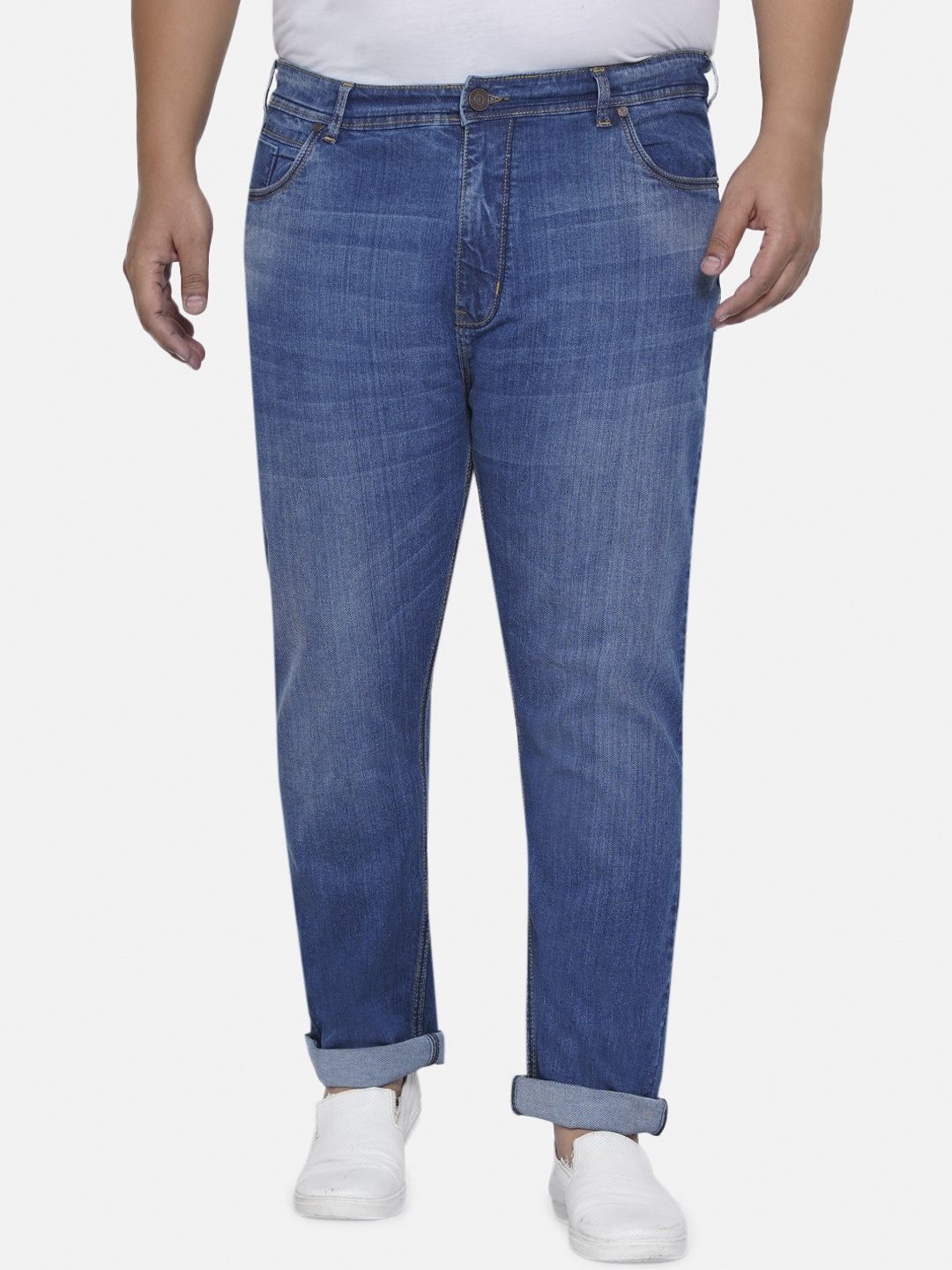 

Plus Size Men Blue Light Fade Stretchable Jeans