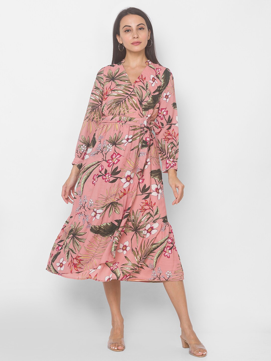 

Globus Woman Pink Floral Midi Dress