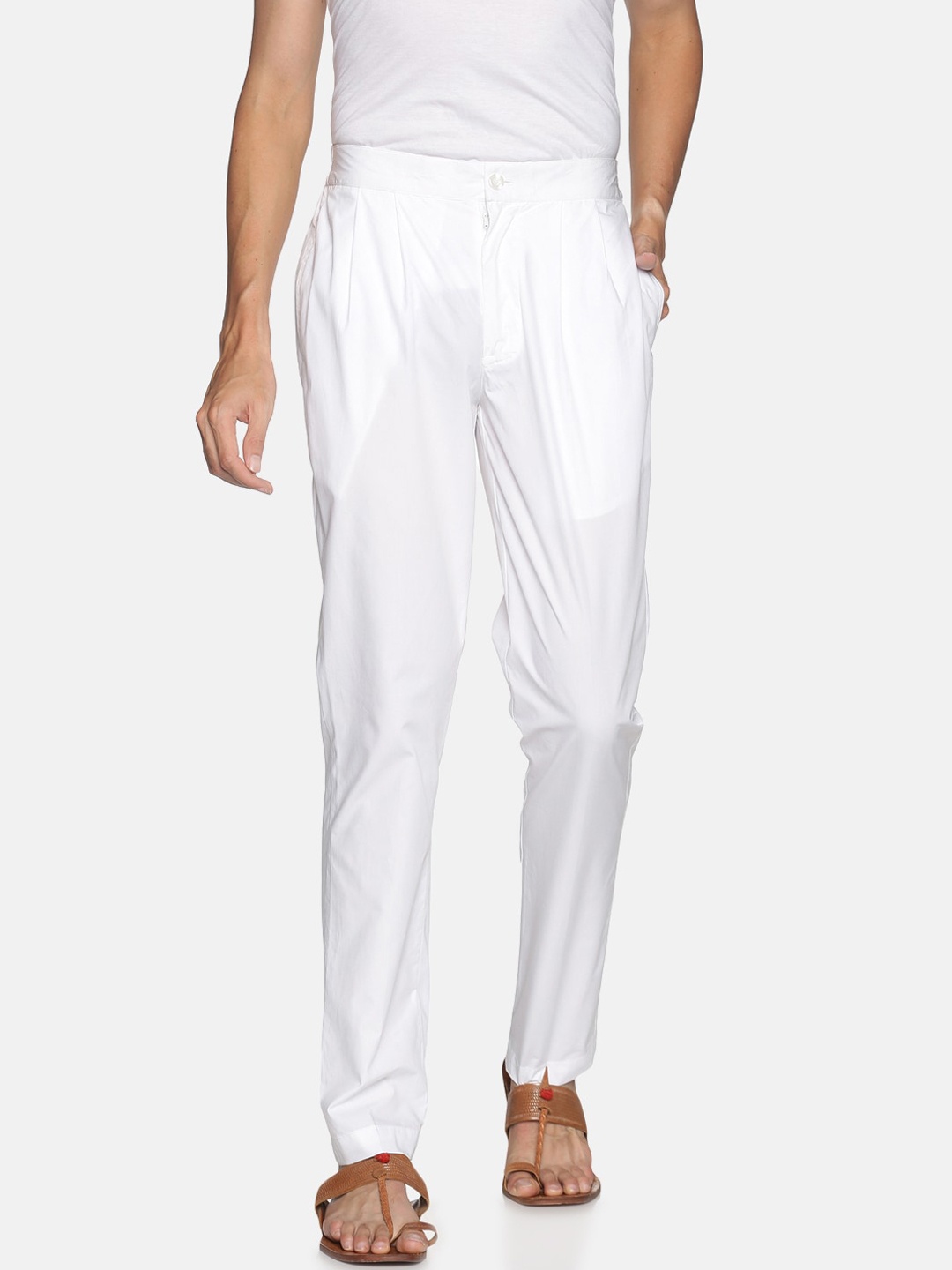 

Saffron Threads Men Solid Aligharhi Pants, White