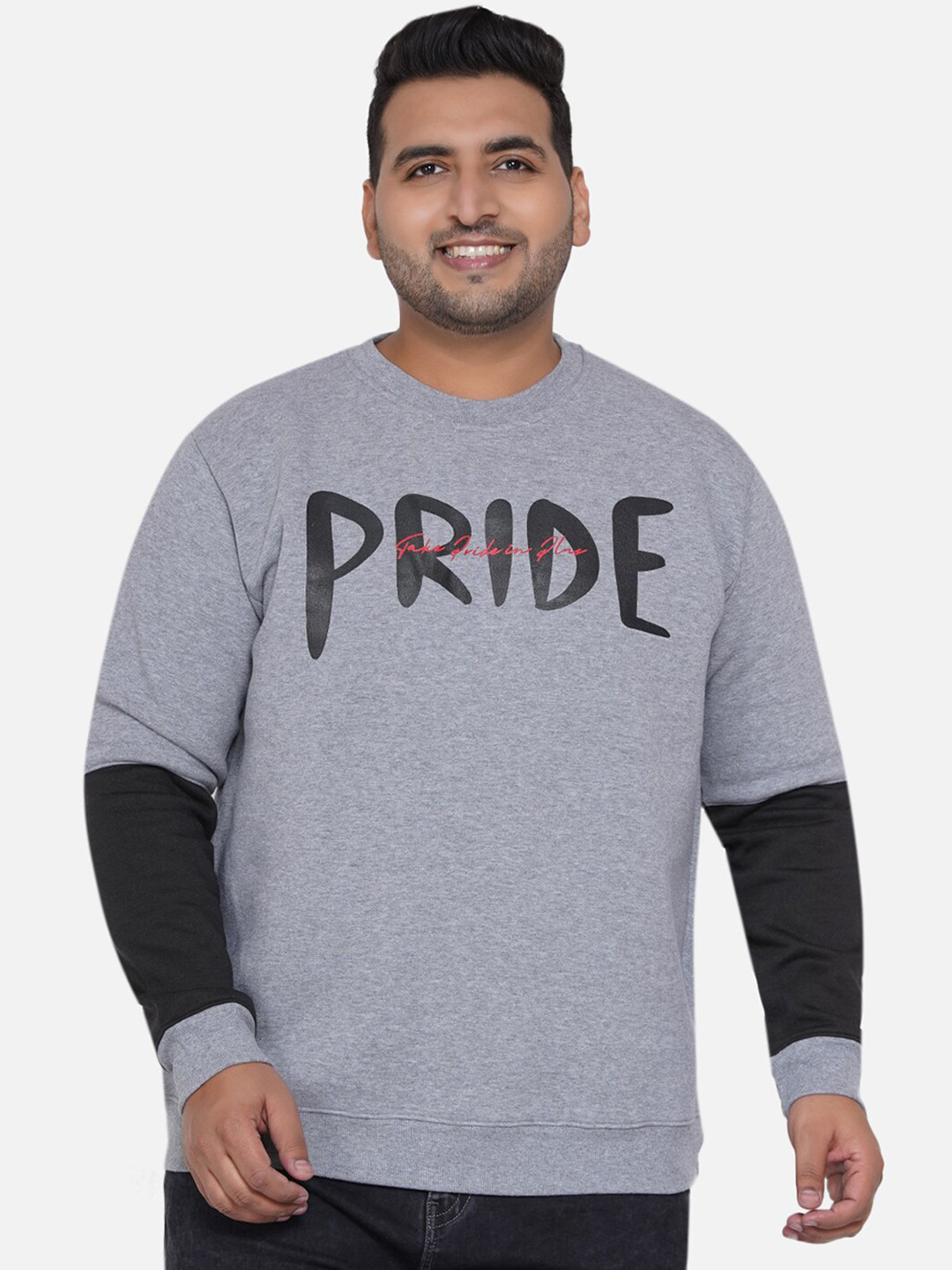 

John Pride Men Plus Size Printed Sweatshirt, Grey