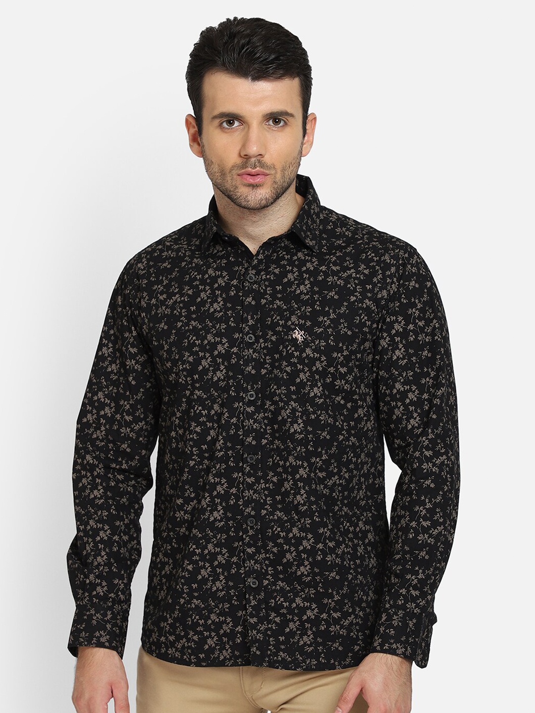 

Cantabil Men Black Floral Opaque Printed Casual Shirt