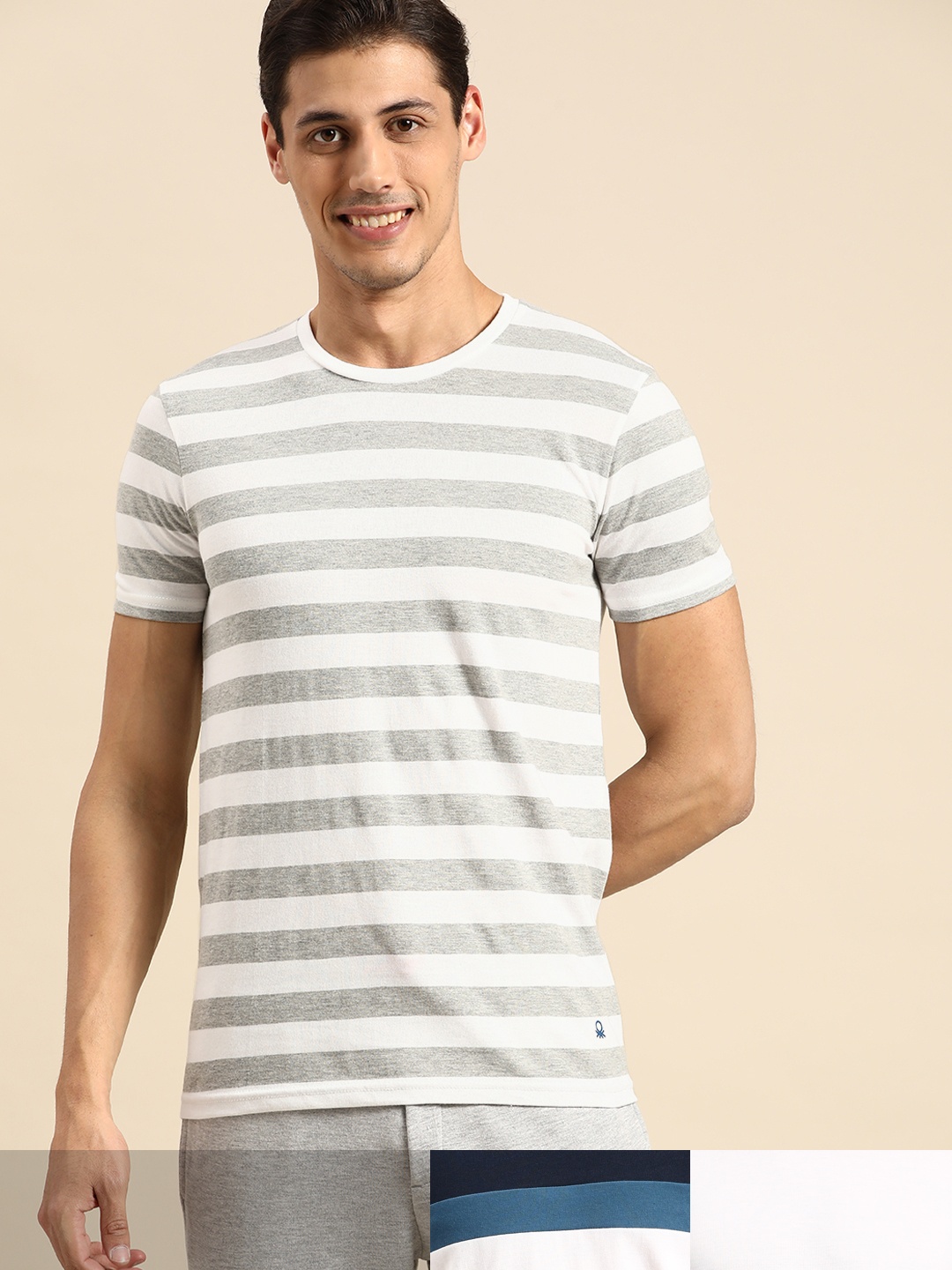 

United Colors of Benetton Men Pack of 3 T-shirts, Grey melange