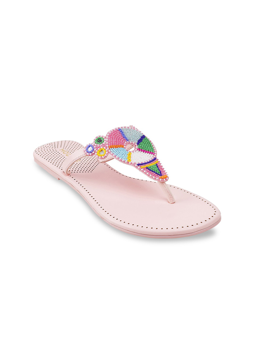 

Mochi Women Pink Embellished Open Toe Flats