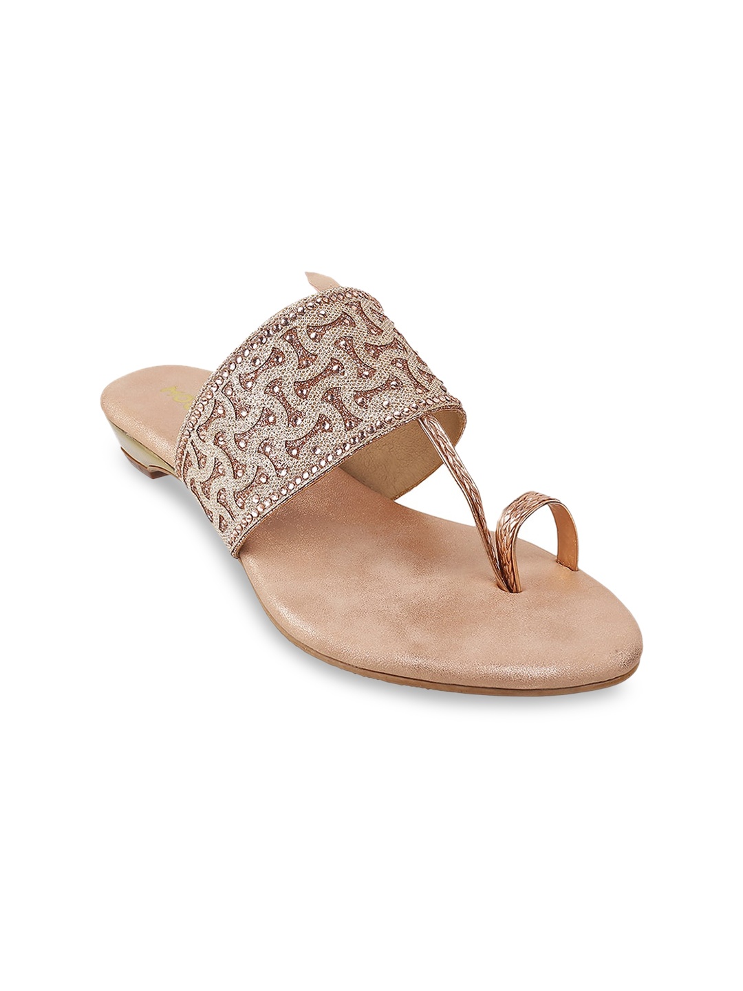 

Mochi Gold-Toned Embellished Block Sandals