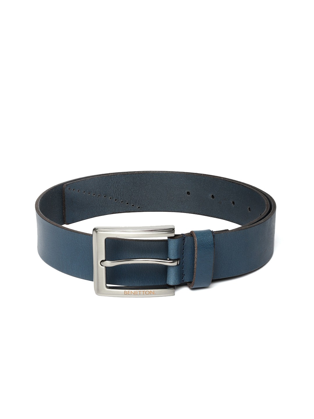 

United Colors of Benetton Men Navy Blue Solid Leather Belt