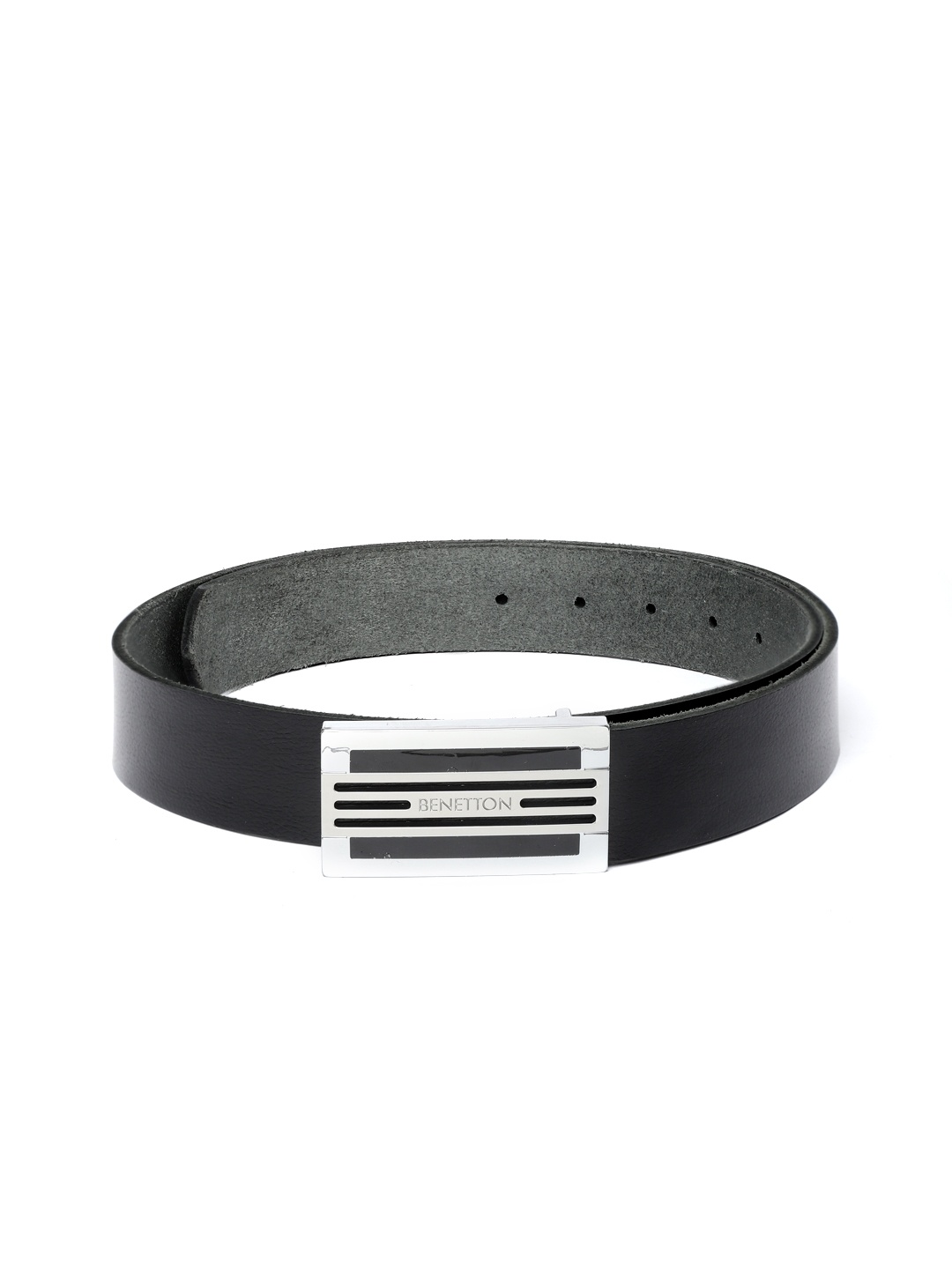 

United Colors of Benetton Men Black Solid Leather Formal Belt