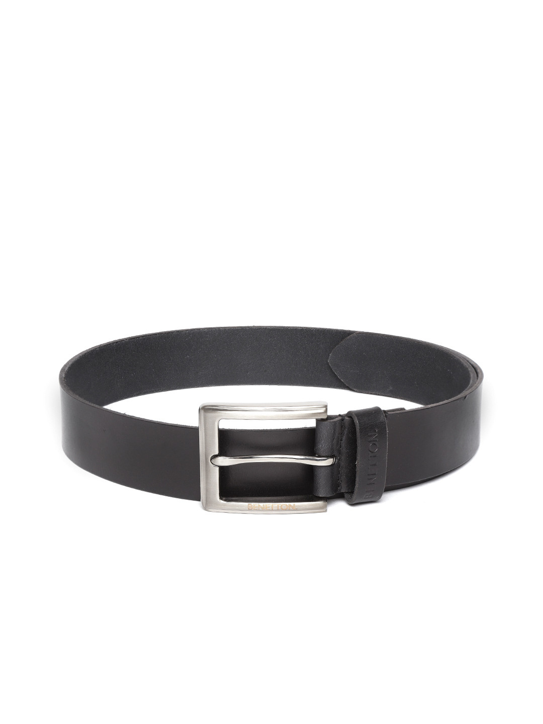 

United Colors of Benetton Men Black Solid Leather Belt