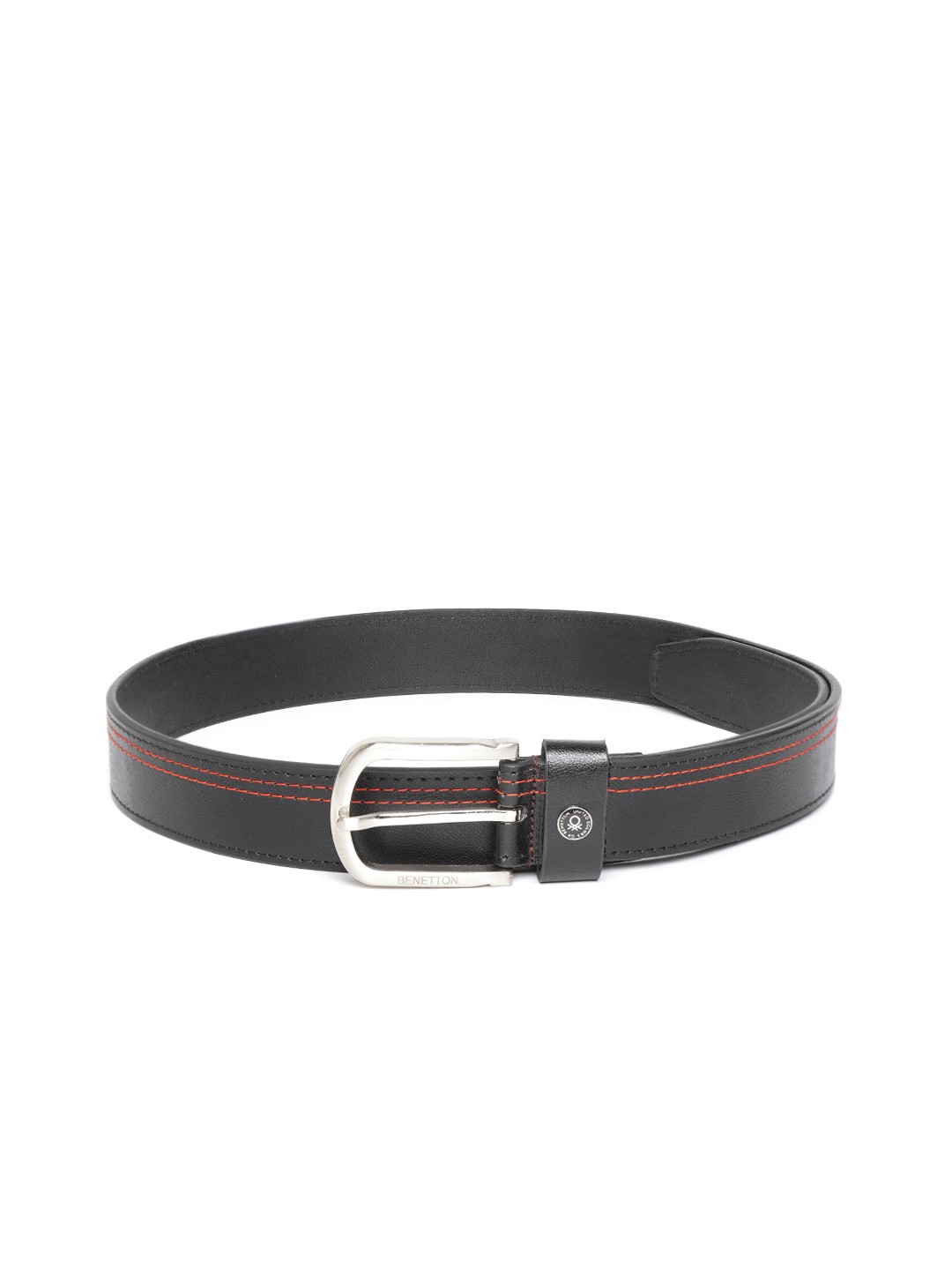 

United Colors of Benetton Men Black Solid PU Belt