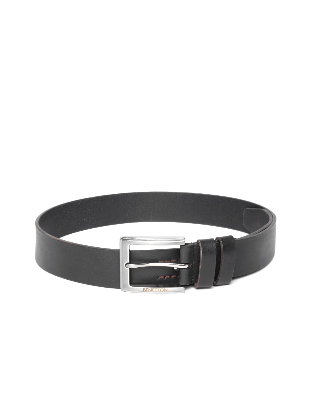 

United Colors of Benetton Men Black Solid Leather Belt