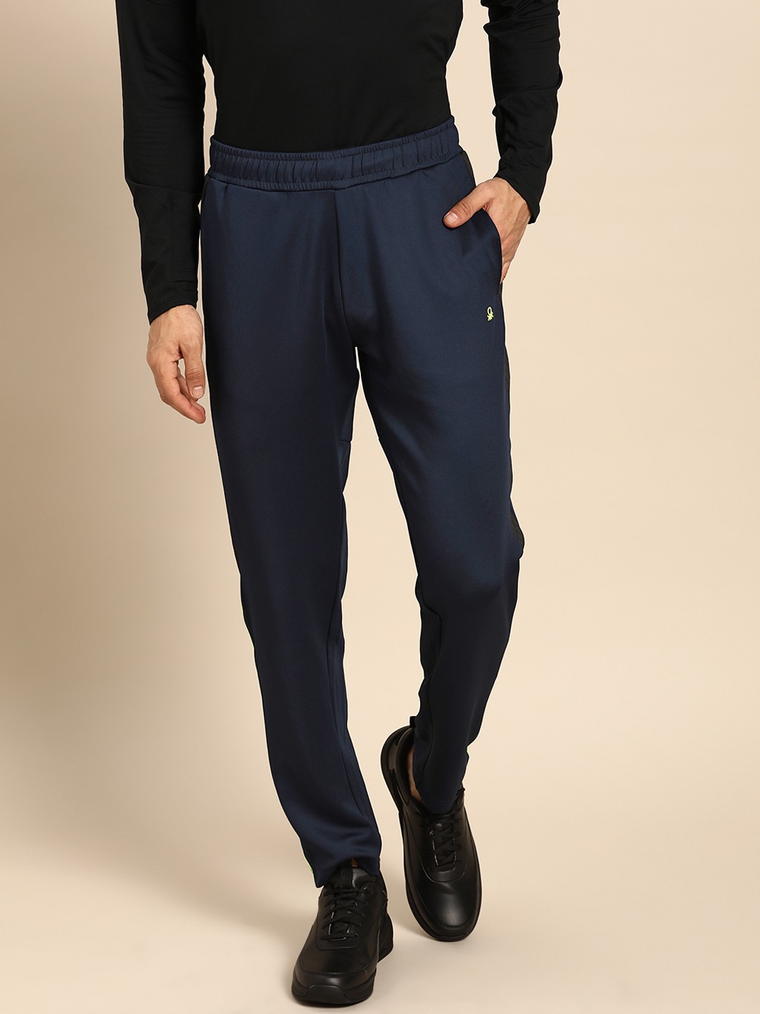 

United Colors of Benetton Men Navy Solid Athleisure Track Pants, Navy blue