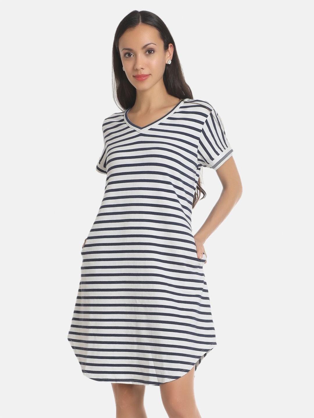 

AARA Multicoloured Striped T-shirt Dress, Multi