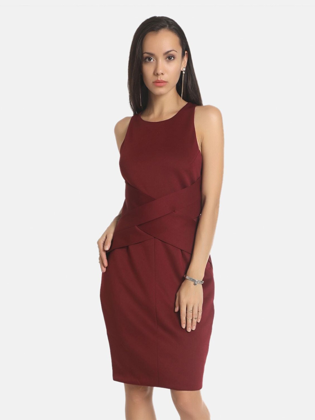 

AARA Women Maroon Sheath Dress