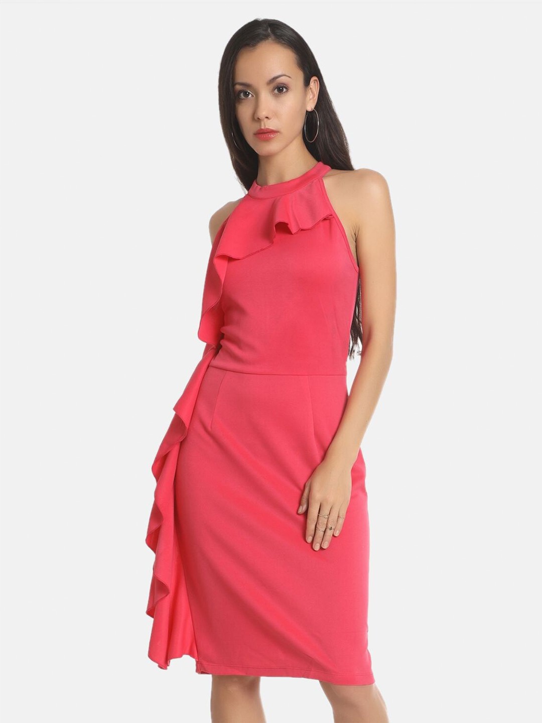 

AARA Women Pink Ruffle Dress