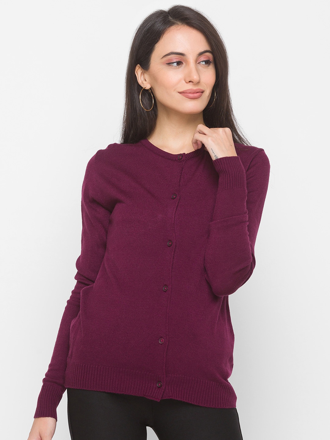 

Globus Women Purple Acrylic Cardigan