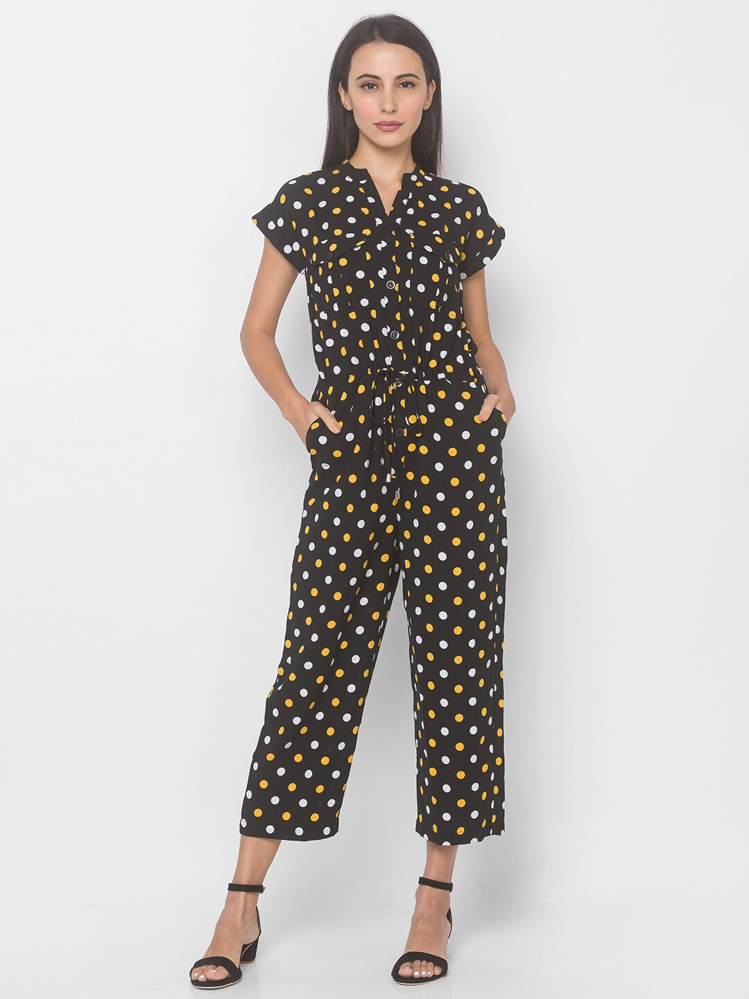 

Globus Black & Yellow Printed Culotte Jumpsuit