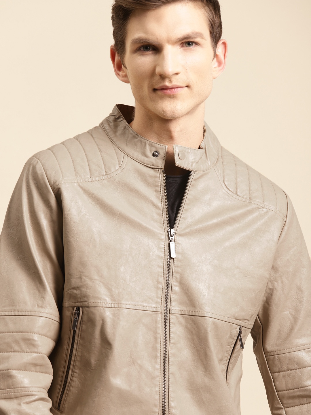 

United Colors of Benetton Men Beige Solid Tailored Jacket