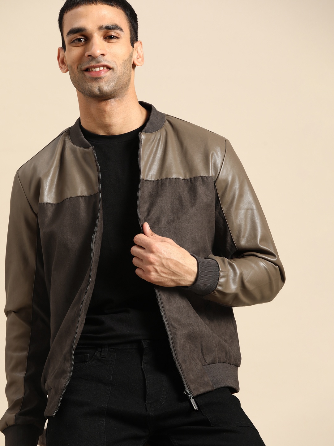 

United Colors of Benetton Men Taupe Bomber Jacket