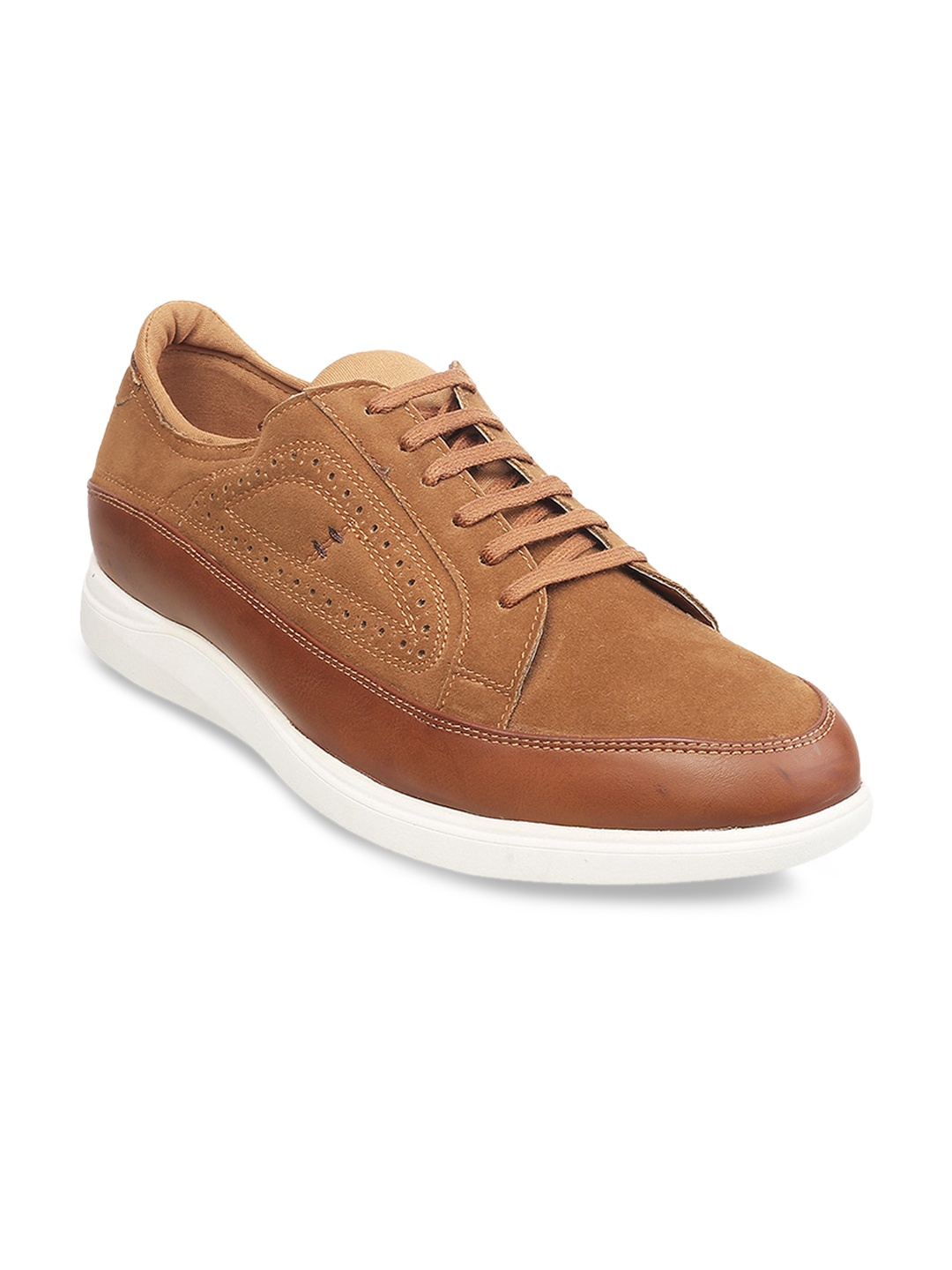 

Mochi Men Tan & White Textured Sneakers