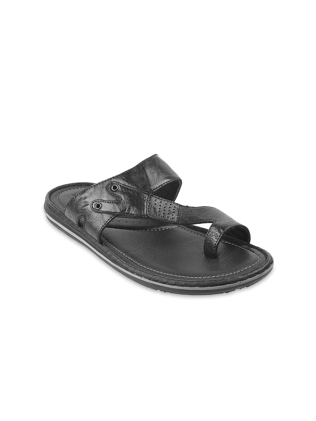 

Mochi Men Black Leather Comfort Sandals