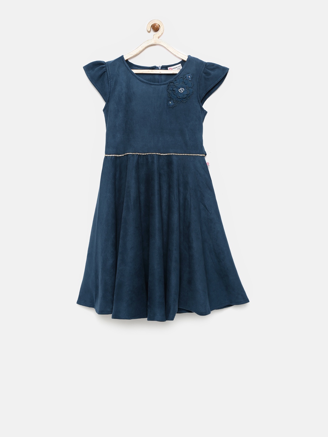 

Peppermint Girls Navy Embellished Fit & Flare Dress, Navy blue