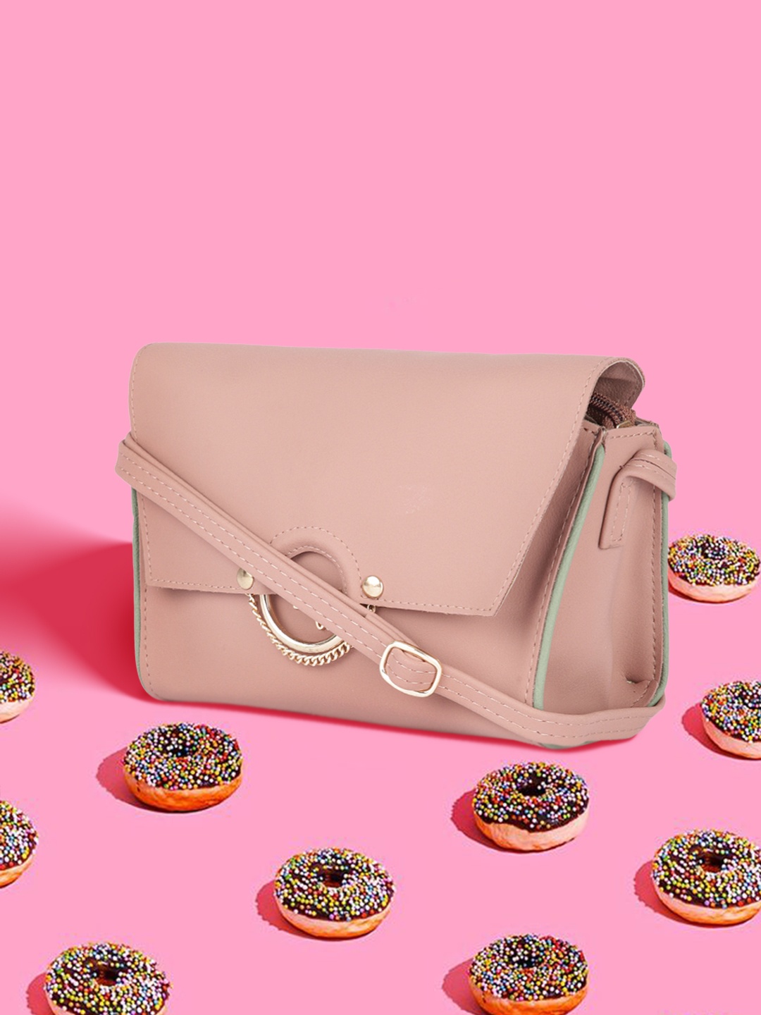 

Baggit Women Pink Solid Structured Sling Bag