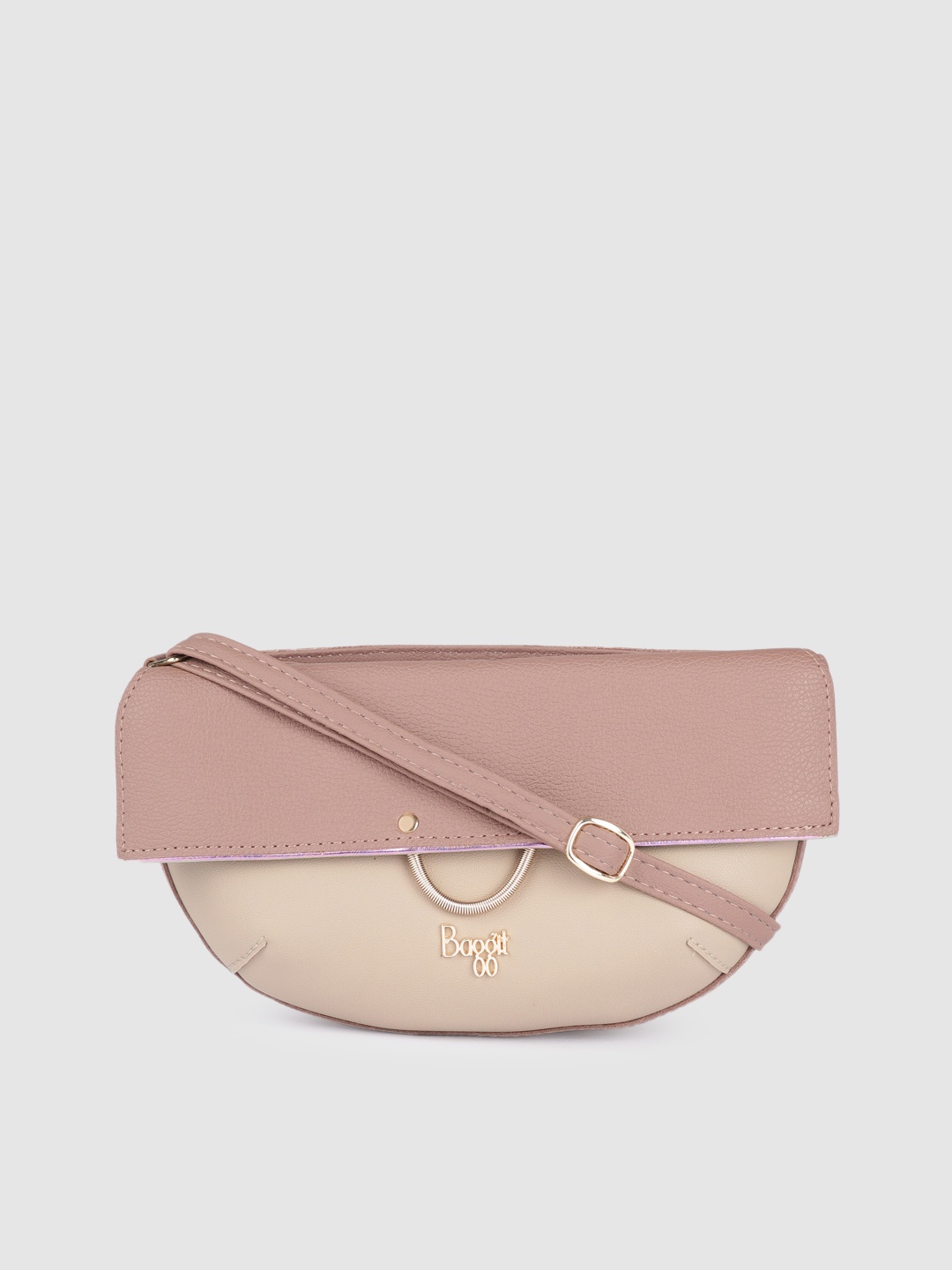 

Baggit Women Pink & Cream-Coloured Colourblocked Structured Sling Bag