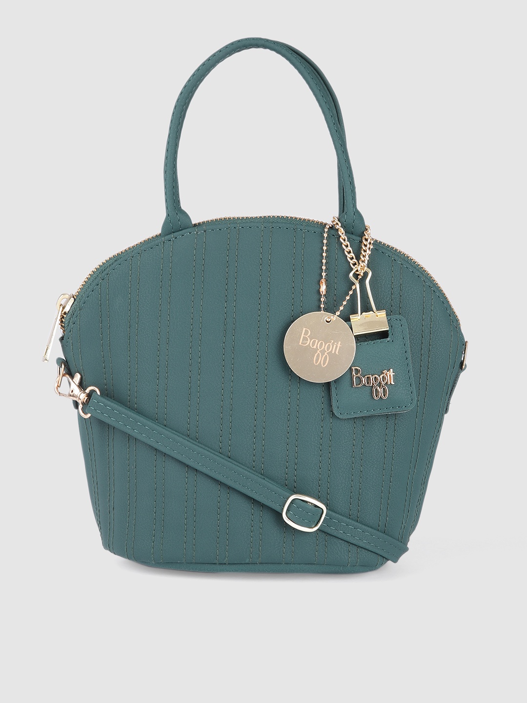 

Baggit Green Striped Stitch QUINN KIKO Structured Handheld Bag