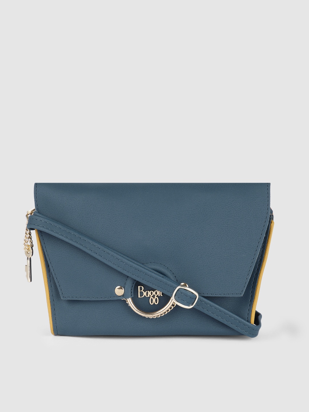 

Baggit Teal Blue Solid CASSIA KIKO Structured Sling Bag