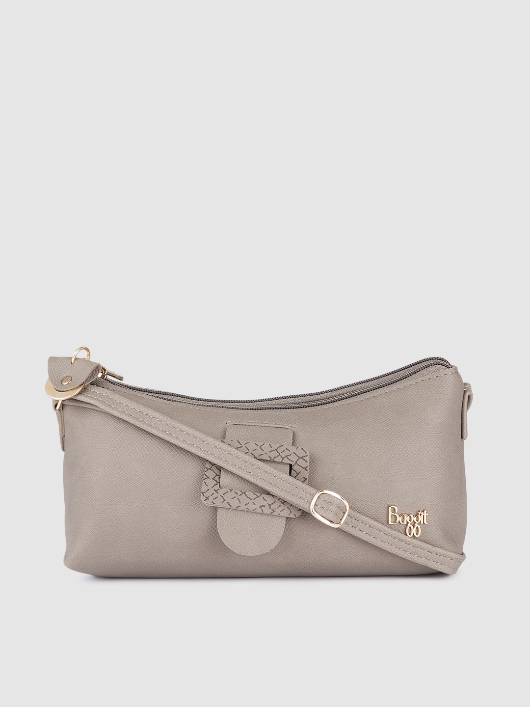 

Baggit Women Beige Solid Buckle Detail Sling Bag