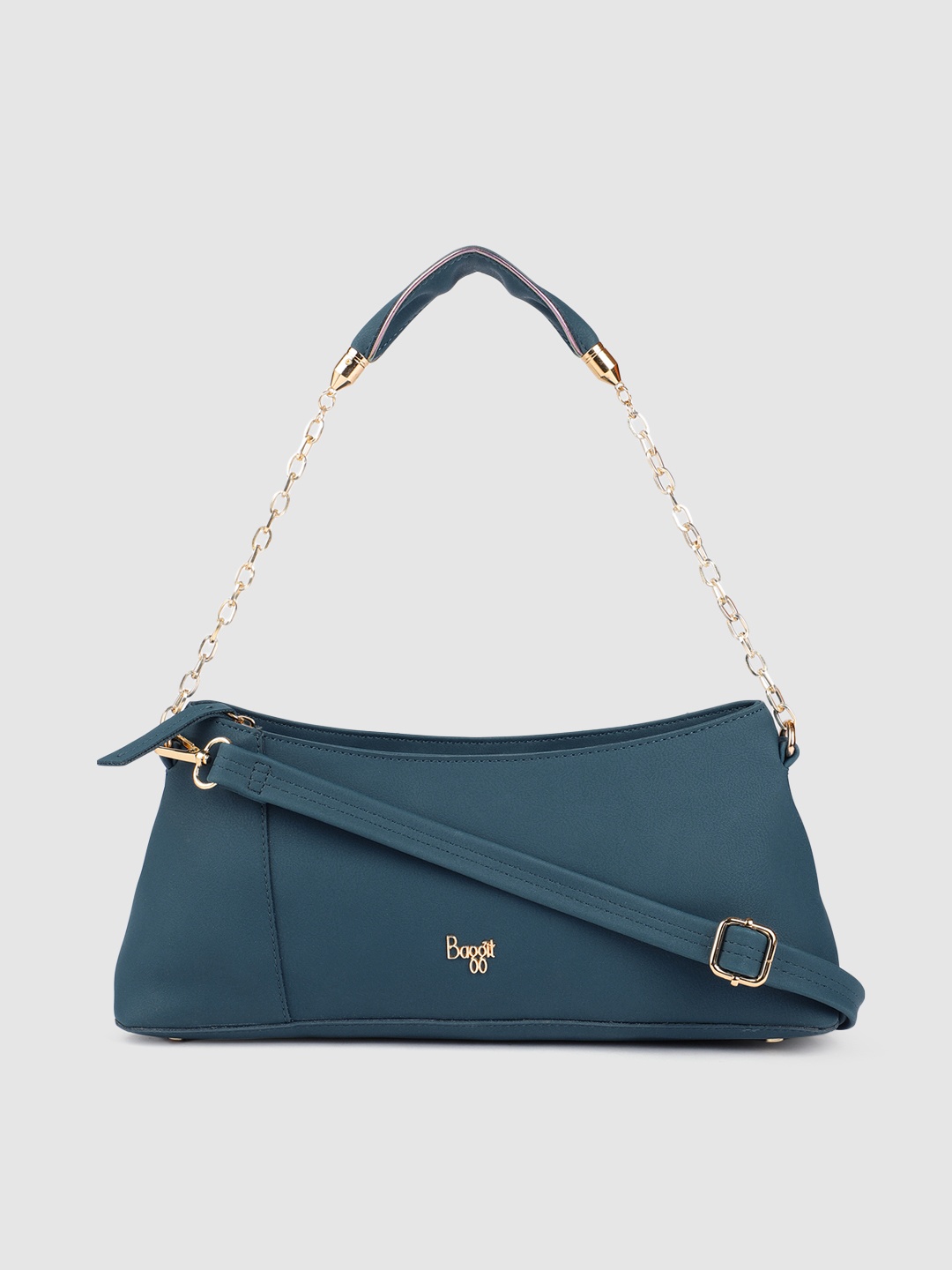 

Baggit Teal Blue Solid MALAIA KIKO Structured Baguette Bag