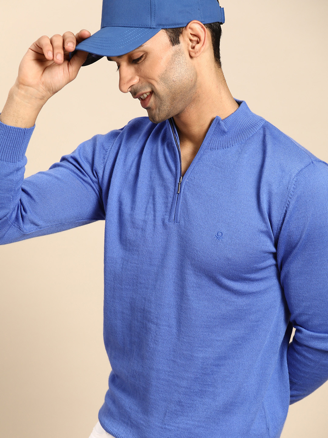 

United Colors of Benetton Men Blue Solid Wool Pullover