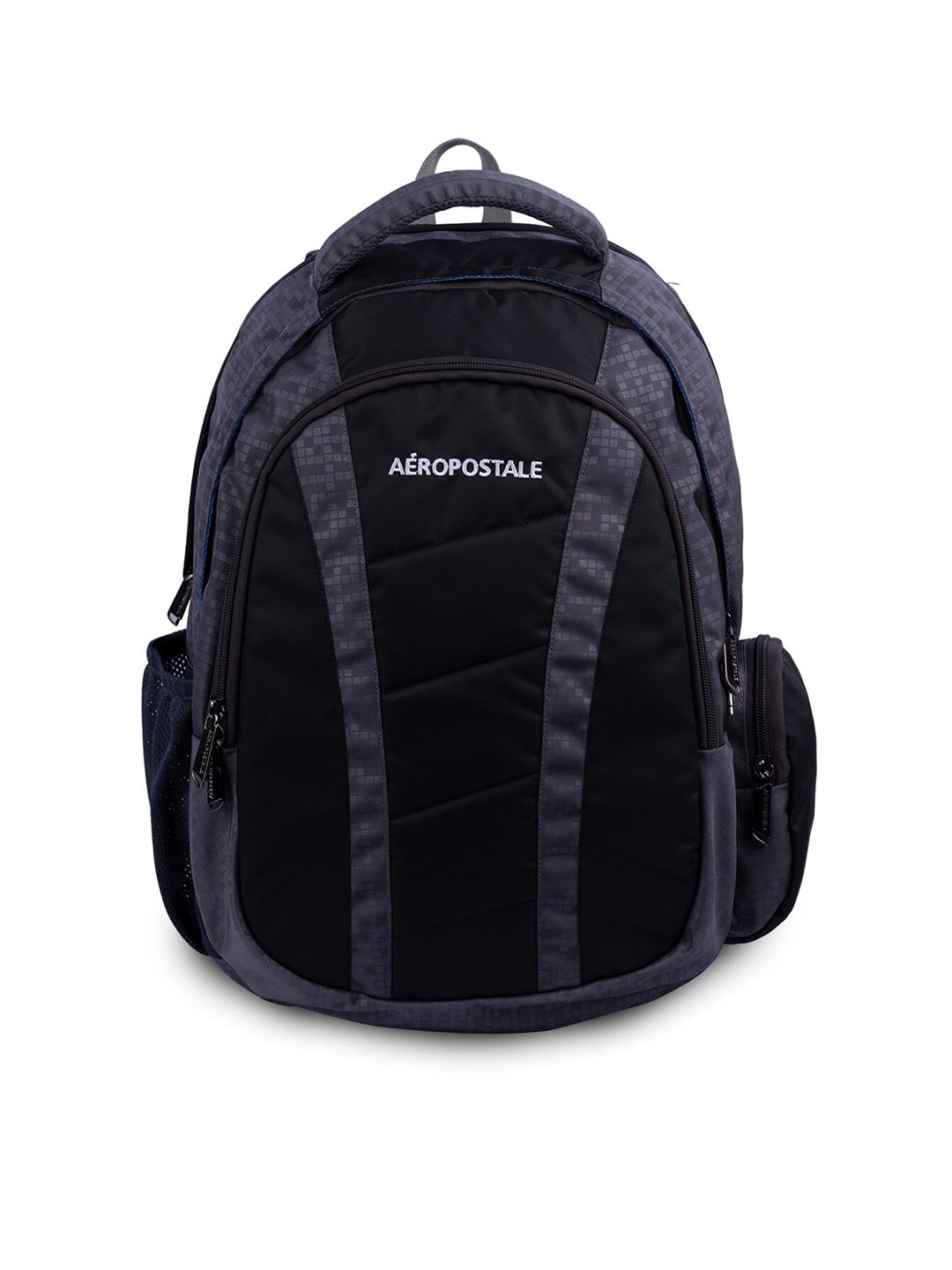 

Aeropostale Unisex Black & Grey Fluffy Colourblocked Backpack